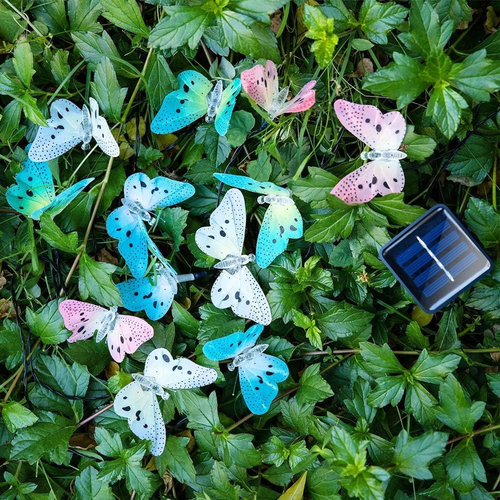 Sunboia Butterfly Solar String Lights,20 LED Waterpoof Solar Butterfly Lights Garden Decorative Lights for Bedroom Patio Tree Lawn Christmas