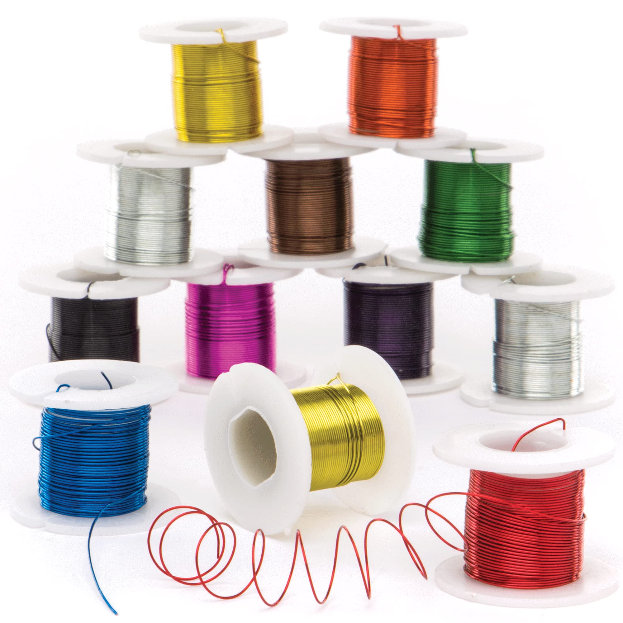 Baker Ross AR845 Coloured Craft Wire - Pack of 12, for Kids Jewellery Making, Arts Activities and Creating