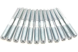 Haozheng Hanger Bolt M12x100 Silvery Double Headed Bolt Self-Tapping Screw with Hexagon for Furniture 12Pcs