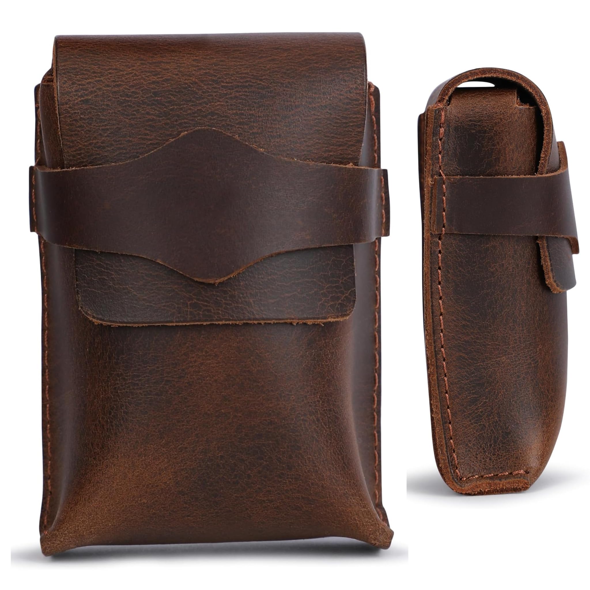 Photo 1 of TheAntiq Brown Leather Playing Card Case Protector Fits Poker & Bridge Size Cards - Handmade Full-Grain Leather Playing Cards Holder Storage Box - Playing Card Travel Case Coin Pouch Money Organizer