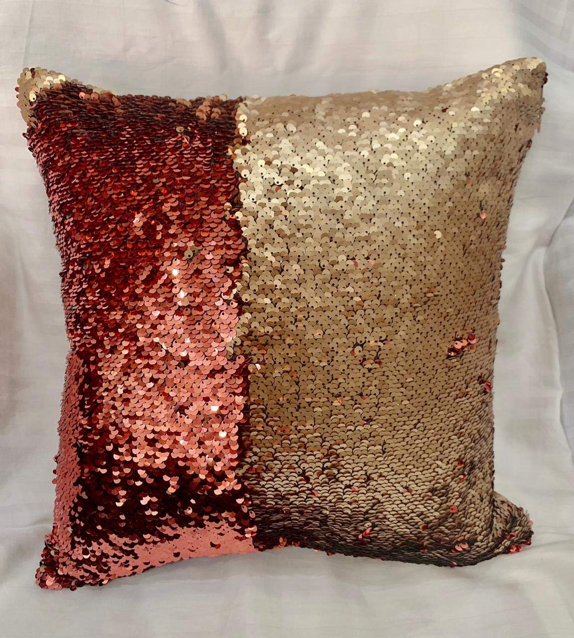 Buy Neysa Rose Gold White Sequin Cushion Cover With Pillow Online