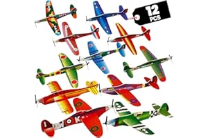 Bedwina Glider Planes Bulk 12-Pack 8-Inch Bomber Airplane Gliders for Kids, Foam Paper Airplane Kit For Birthday, Goodie Bag Stuffers Party Favors For Kids Great Paper Airplanes For Outdoor Flying Toy