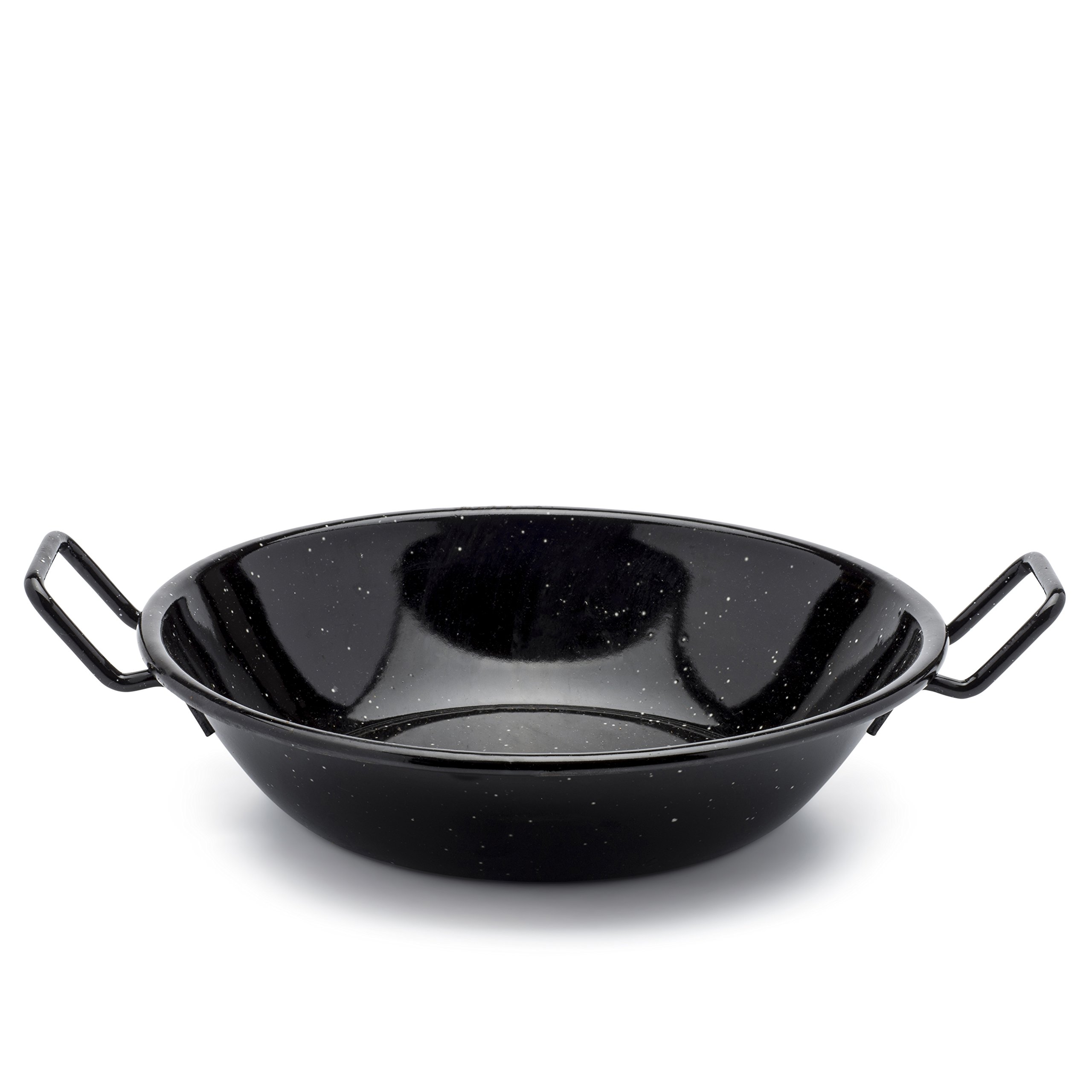 Zinel 4504 Pan Kadai/Wok with Handles, Enamel, Black/White Dots, 26cm