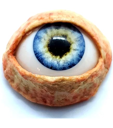 Yeux verre soufflé Bleu azur 28mm Blue mouth blown eyes for antique