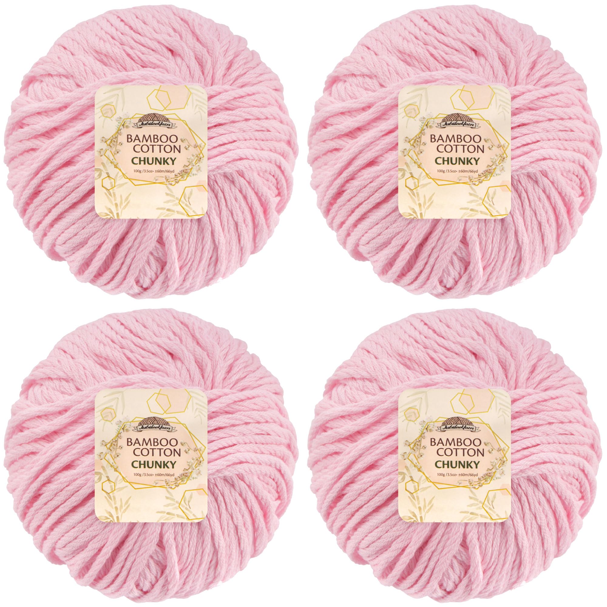 JubileeYarn Bamboo Cotton Chunky Yarn - 100g/Ball - Primrose Pink - 4 Balls — image 1
