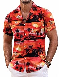 COOFANDY Mens Hawaiian Shirt Short Sleeve Floral