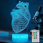 POSSHE Heart Anatomy Illusion Lamp, Cardiology Gifts, 3D Night Light, 16 Colors Changing, Timer, 4 Flash Modes and Dimmable, Kids Room Decoration, Xmas Heart Model Gifts