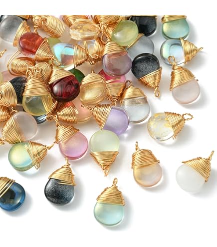 100 Pcs Mixed Color Glass Cat Charms - Crystal Cat Head Charms With Ball Head Pins For DIY Jewelry