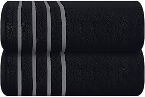MyOwn Cotton 2 Pack Oversized Bath Sheet 35 x 70, Large Bath Sheet, Ultra Absorbent, Compact, Eco-Friendly and 100% Recyclable, Quick Drying and Lightweight Towel - Black