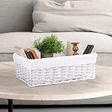 Woodluv New White Wicker Storage Basket With White Liner Large view 5