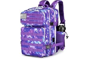 Lovelinks21 25L Tactical Backpack Military Tactical Backpack for Men and Women Small Assault Pack Outdoor Travel Hiking Camping Rucksack with Molle Webbing (Purple Camo)