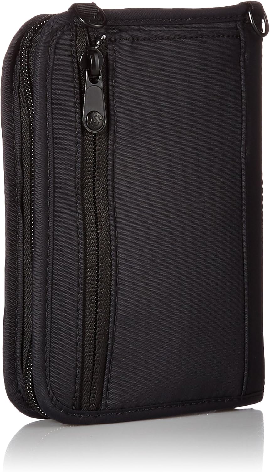 Pacsafe Rfidsafe V150 Anti-Theft RFID Blocking Compact Passport Wallet, Black, One Size