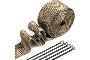 Exhaust Heat Wrap, Tooomplus 2'' x 16' Fiberglass Heat Shield Tape, Heat Wrap for Exhaust Pipes with 10pcs Stainless Steel Ties for Motorcycle Car Truck