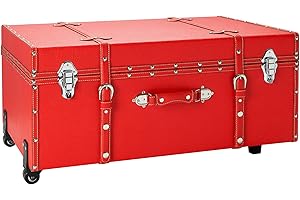 DormCo Texture® Brand Wheeled Storage Trunk - Red