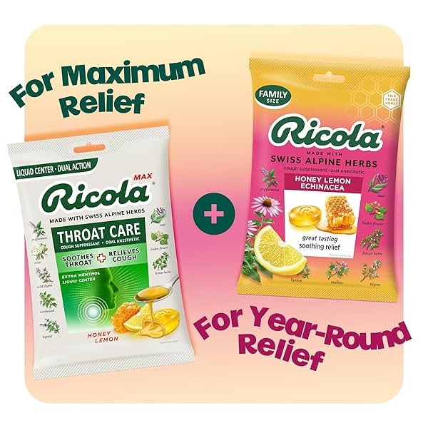 RICOLA, THROAT DROPS ECHINACEA HONEY LEMON, 45 COUNT
