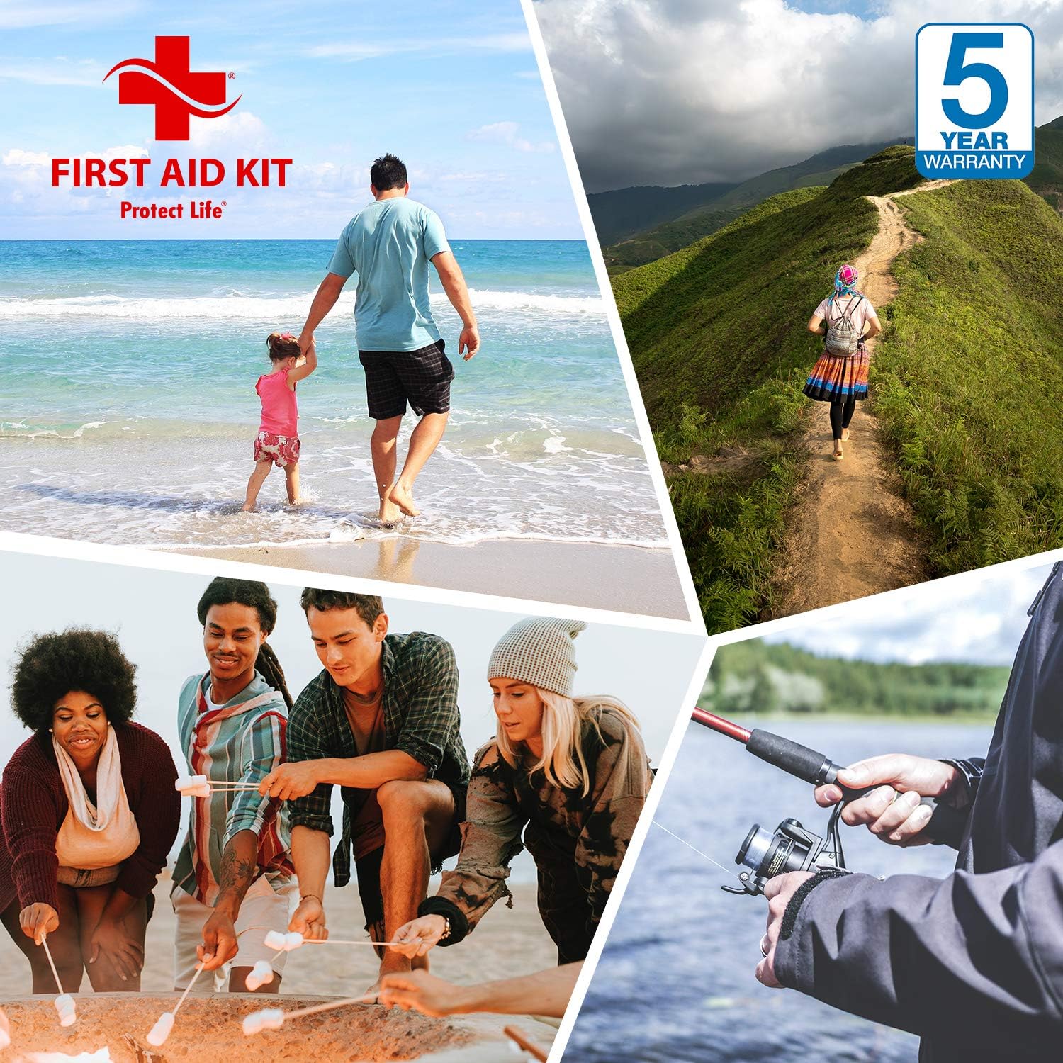 First Aid Kit - 160 Piece - for Car, Travel, Camping, Home, Office, Sports, Survival | Complete Emergency Bag Fully stocked with Medical Supplies: Health & Personal Care