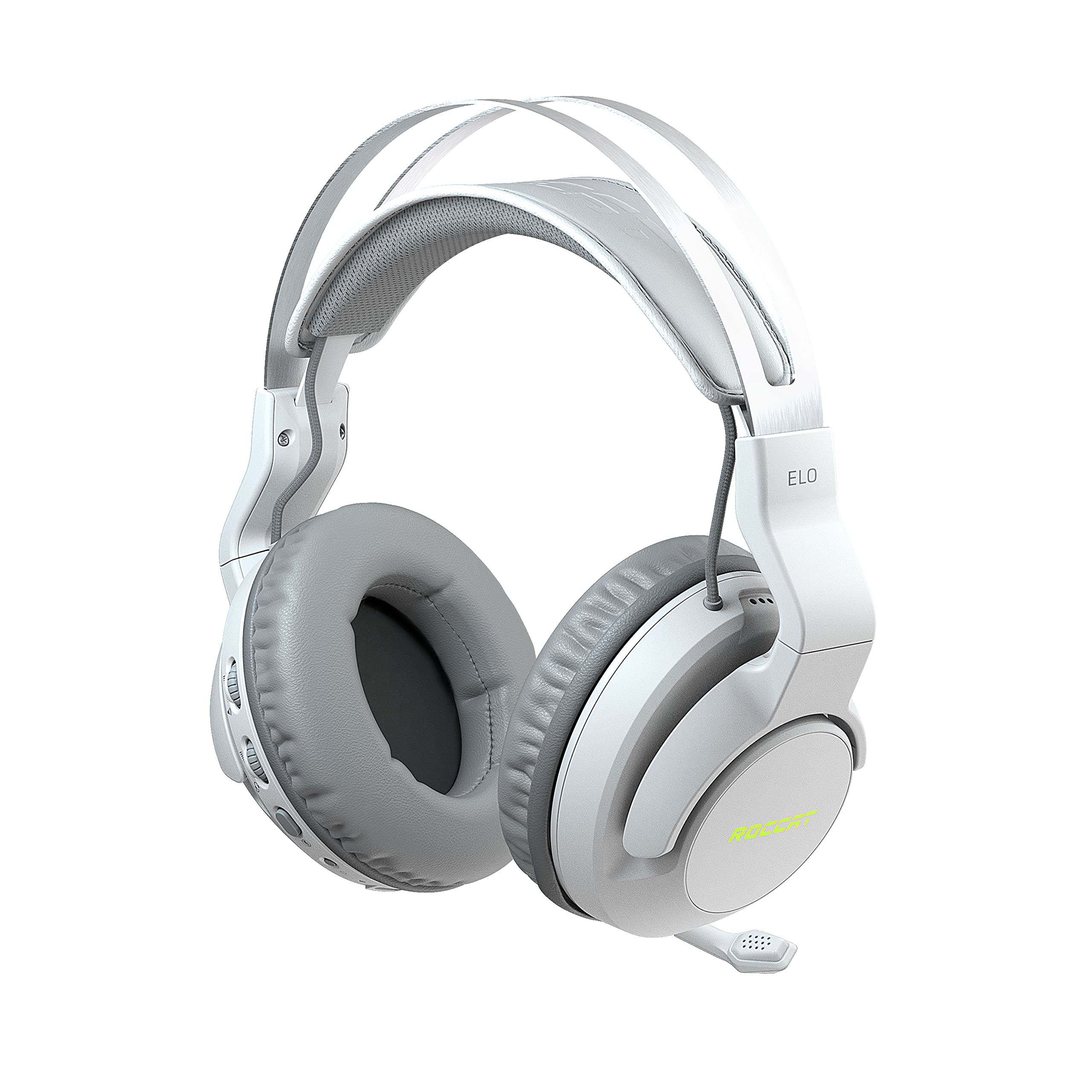 ROCCAT Elo 7.1 Air PC Wireless Gaming Headset, Surround Sound Headphones with Detachable Noise Cancelling Microphone, 50mm Drivers, 24 Hr Battery Life, RGB Lighting, White