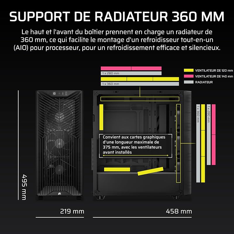 3200D RS Boîtier PC Moyen Tour, 3 Ventilateurs RS120 Inclus – Fumée