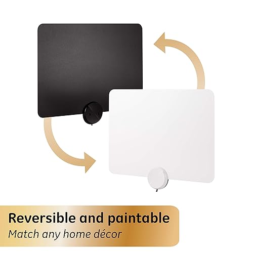 GE Ultra-Thin Amplified TV Antenna, 4K Ready 1080P Digital HDTV UHF VHF,  Long Range Indoor TV Antenna, Amplifi
