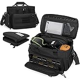 DSLEAF Gun Range Bag with 2 Pistol Cases, Pistol Range Bag with 12X Magazine Slots, Range Bags for Handguns with Padded Shoulder Strap for Easy Carrying