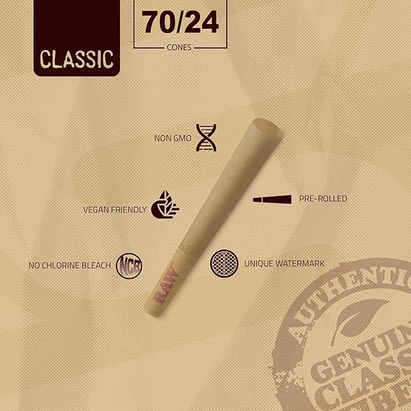 RAW CONES CLASSIC SINGLE SIZE 70/24 | 100 CONE PACK | SHORTER THAN 1 1/4 | MINI PREROLL TO ENJOY A QUICK SESH