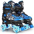 SULIFEEL Letter Adjustable 4 Size Kids Roller Skates for Girls and Boys, Beginner Skates All 8 Light up Wheels Sports for Indoor Outdoor