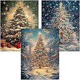 3 Pack Diamond Art Kits for Adults Christmas Diamond Painting Kit 12x16in | 5D Christmas Tree Diamond Art Kit for Adults, DIY Full Round Drill Gem Art Diamond Dots Kits for Home Wall Decor Gifts