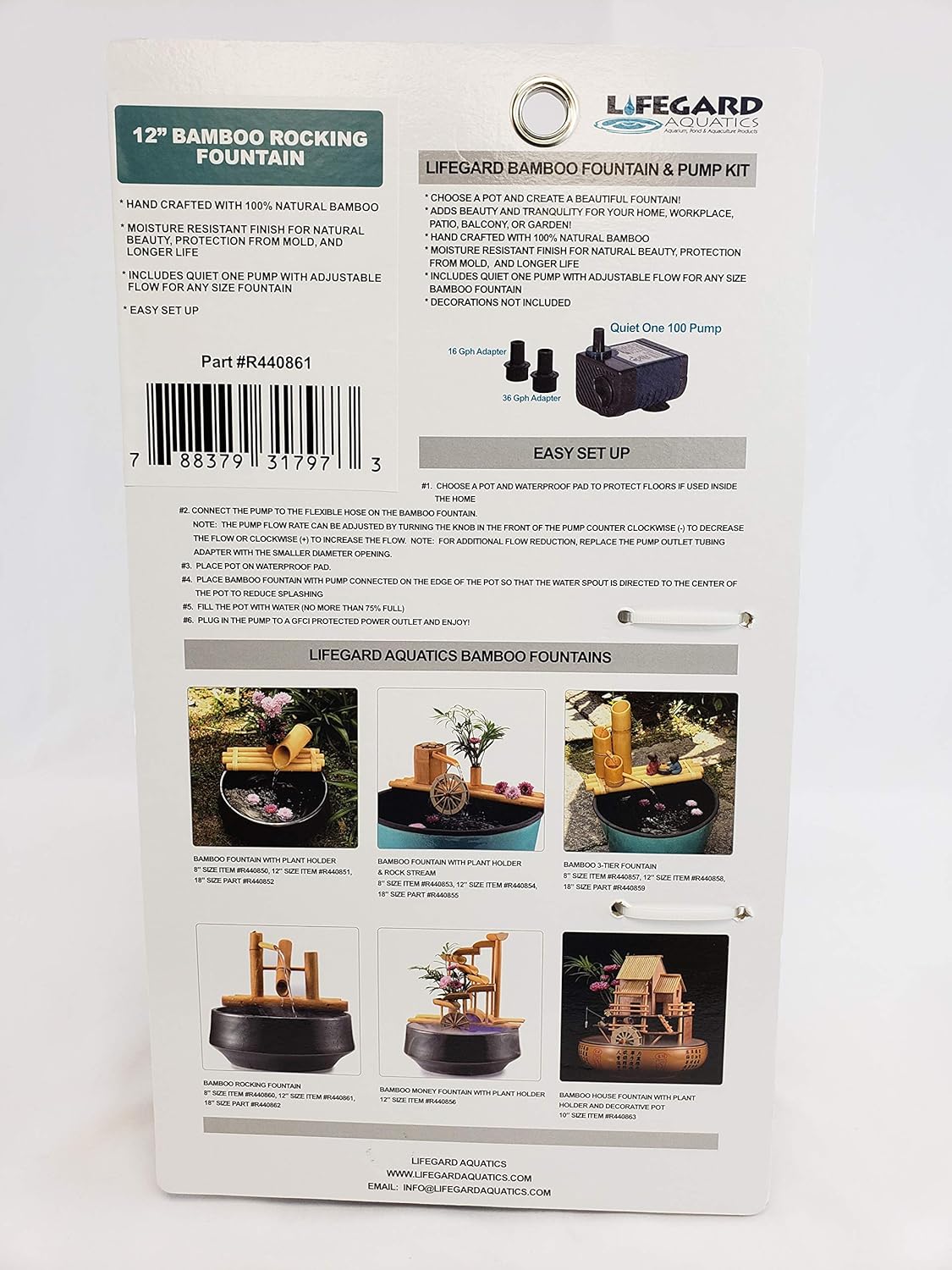 Lifegard Aquatics R440860 Bamboo Rocking Fountain-Complete with Pump/Tubing, 8", Brown : Garden & Outdoor