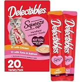 Delectables Squeeze Up Kitten Variety Pack, Creamy Squeezable Puree, Lickable Wet Cat Treats, Grain Free, No Added Fillers, No by-Products, No Added Preservatives, 0.5 Ounces Tube, 20 Tubes Total