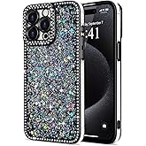 Lafunda for iPhone 15 Pro Max Case Glitter, Luxury Shiny Bling Sparkly Bumper Cover with Crystal Diamonds for Women Girls Soft Slim Shockproof Protective Phone Case for iPhone 15 Pro Max 6.7", Black