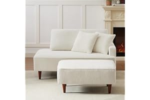 KHSDJSRUY Upholstered Chaise Lounge Chair Indoor with Ottoman Boucle Chaise Lounge Fluffy Reading Chairs for Office Living Room Bedroom Relaxing (Boucle Biege)