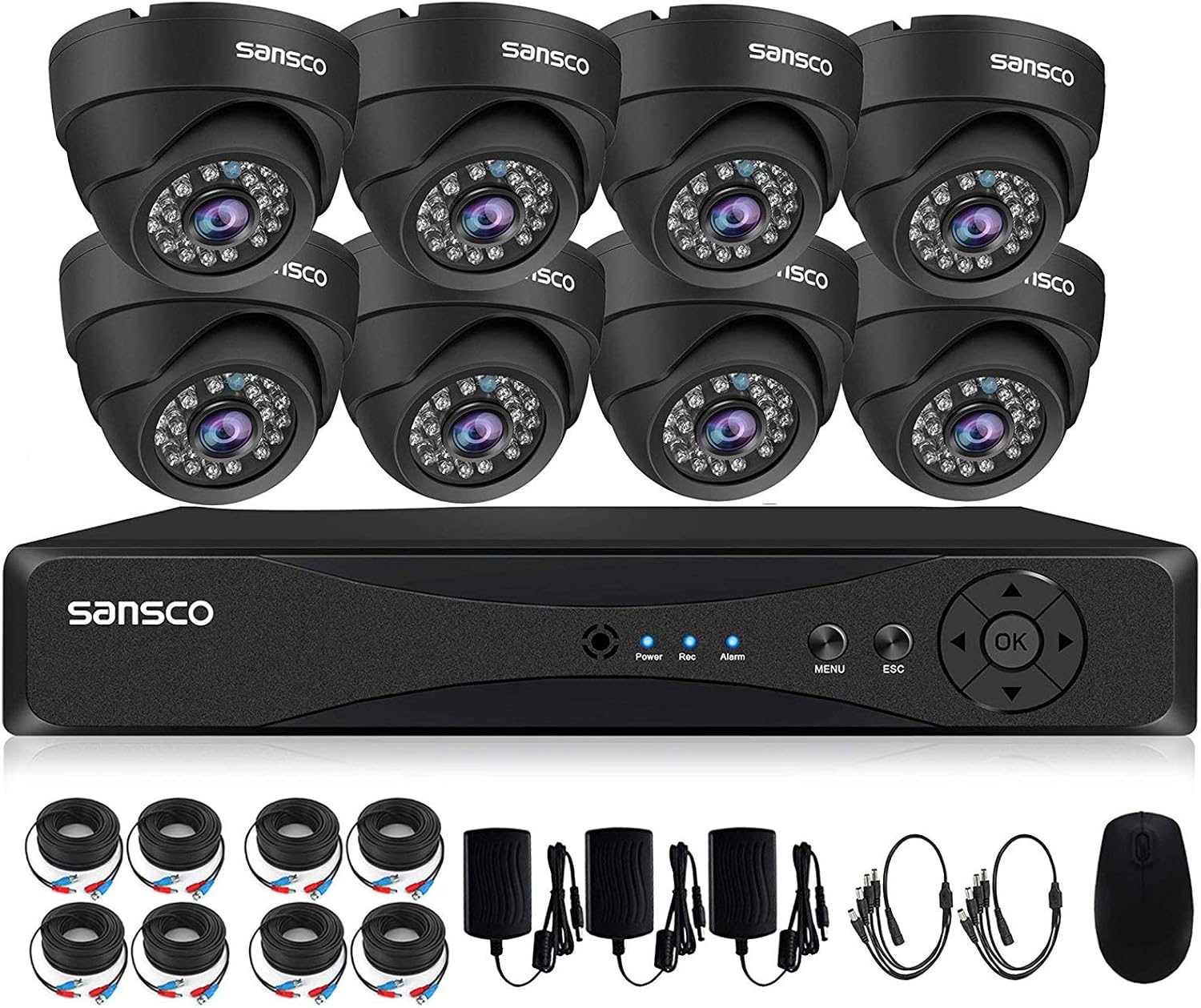 SANSCO 8CH 5MP HD CCTV Camera System, 8 Channel H.265 DVR Recorder, 8pcs 3K Outdoor/Indoor Dome Security Cameras Night Vision - Image 3