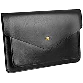 Benfan Leather Laptop Sleeve 13 Inch Compatible for 2024 13inch MacBook Air A3113 M3,13 MacBook Pro M2, Surface Pro 3 4 5 6 7, Dell XPS 13 Color Color Black