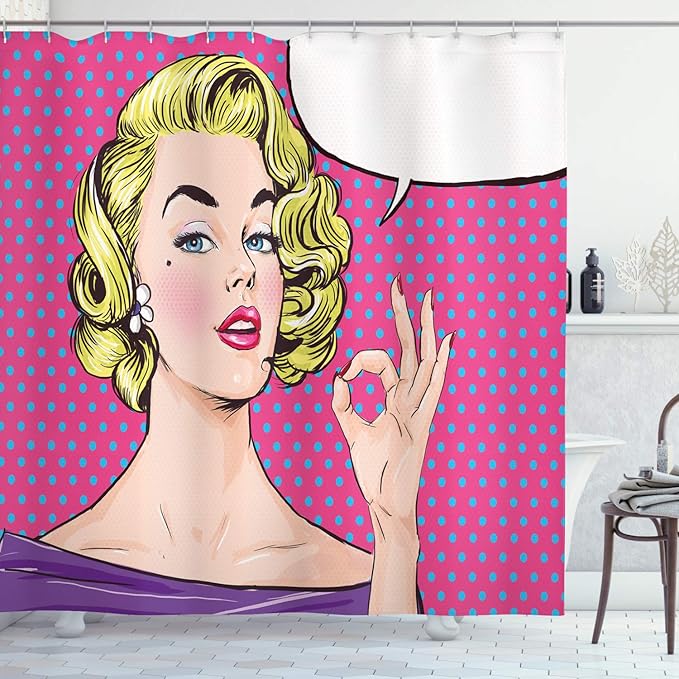 Ambesonne Vintage Shower Curtain, Pop Art Blonde Woman