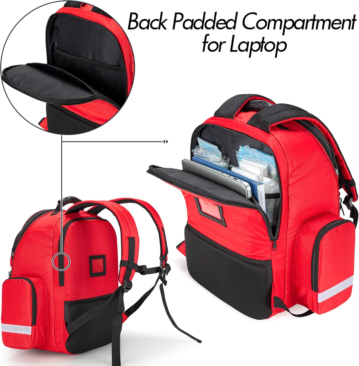 Trunab First Aid Bag Trauma Backpack Empty, Medical Emergency Kits Storage Jump Bag Pack for EMT EMS, Police, Firefighters - Image 5