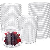 Menkxi 15 Pcs 68 oz Deli Containers with Lids and Handles Square Clear Plastic Food Storage Containers Reusable Freezer Jars for Food Storage Meal Prep Freezer Microwave Safe