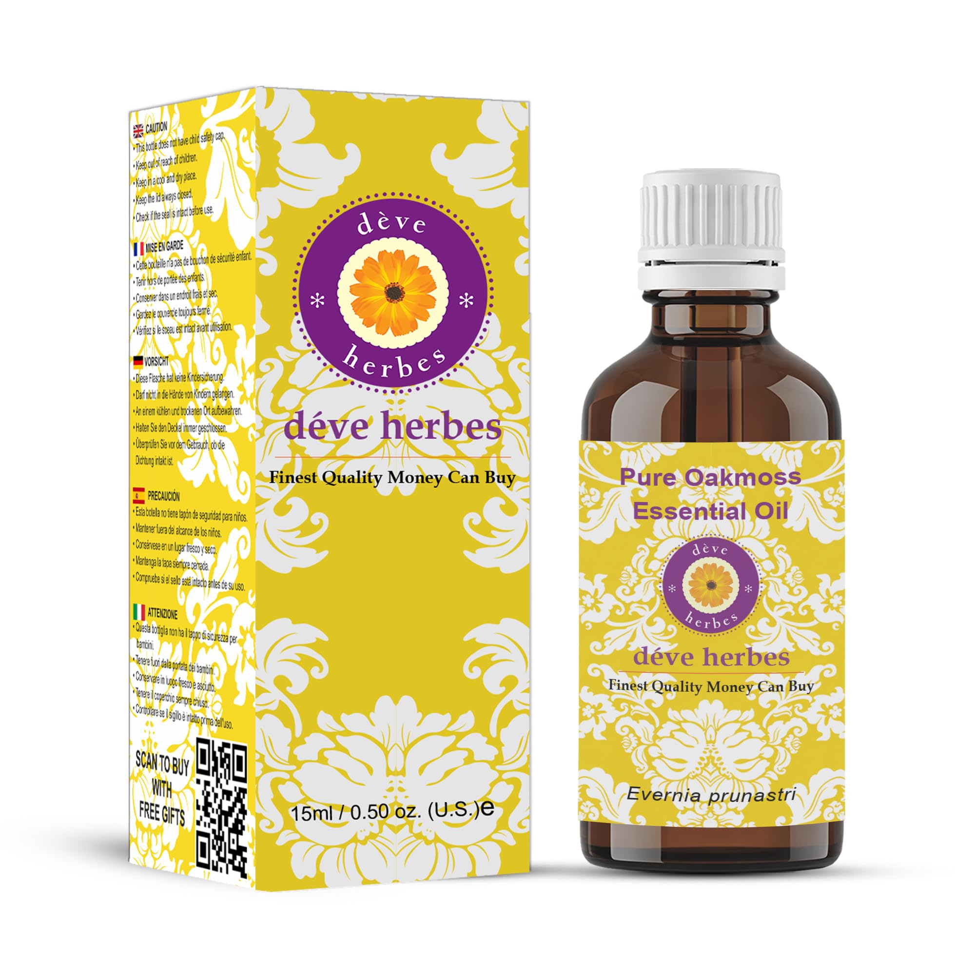 Deve Herbes Pure Oakmoss Essential Oil (Evernia prunastri) Steam Distilled 15ml (0.50 oz)