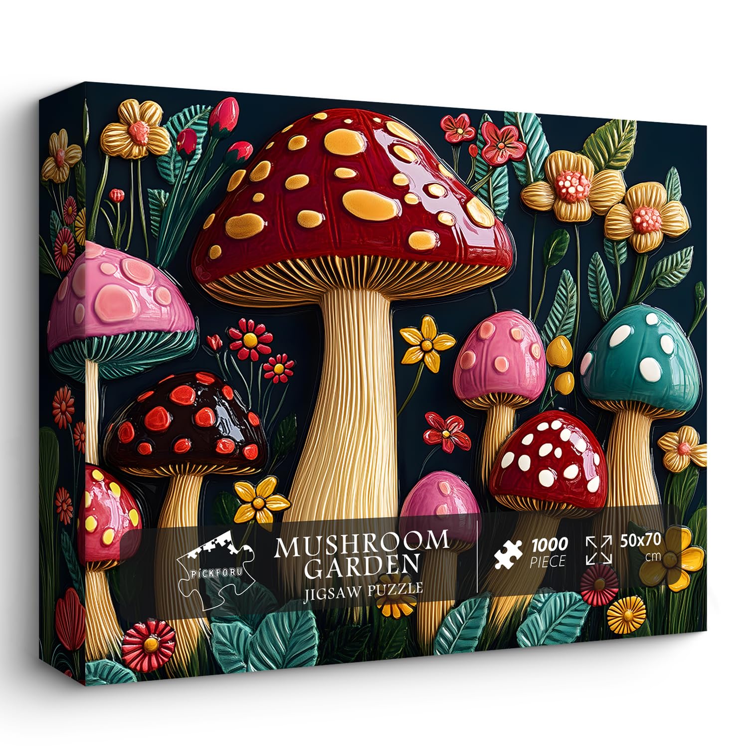 Photo 1 of Mushrooms 1000 Piece Puzzle for Adults, PICKFORU Colorful Flowers Jigsaw Puzzles Ceramic Art, Hard Difficult Spring Plant Garden Porcelain Theme as Wall Art Decor