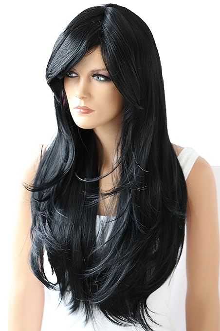 PRETTYSHOP Perücke Wig glatt langhaar aus hitzebeständiger Kunstfaser natürlich schwarz #1 WH5