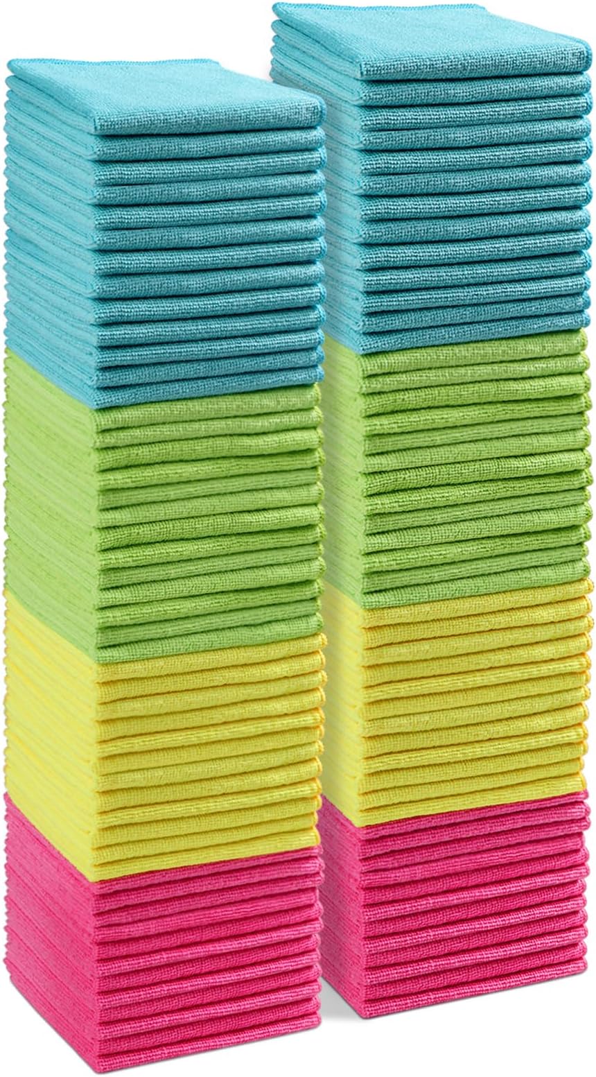 AIDEA Microfiber Cleaning Cloths 100 Pack 12x12in Lint Free Scratch Free