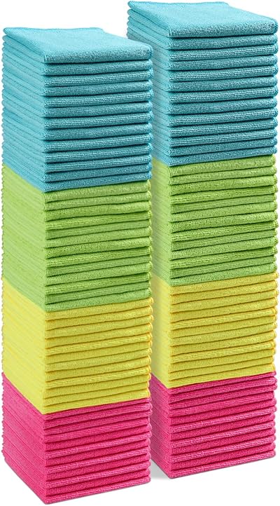 AIDEA Microfiber Cleaning Cloths 100 Pack 12x12in Lint Free Scratch Free