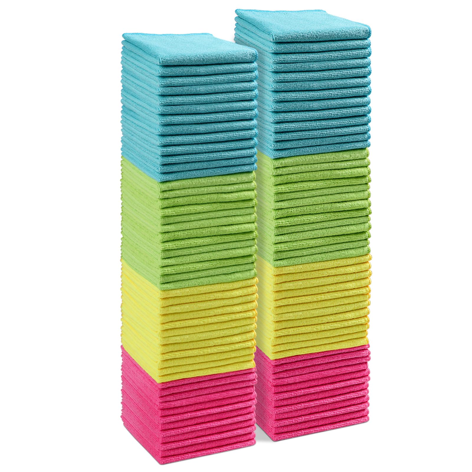 AIDEA Microfibre Cleaning Cloths 100 Pack,Reusable Kitchen Cleaning Towels Dish Cloths,Lint Free Streak Free Washable Duster Cloth for House, Car, Motorbike,Windows,30 x 30 cm