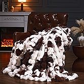 PLUUSHUU Faux Fur Throw Blanket for Couch, Fluffy Fuzzy Plush Bubble Blanket, Soft Warm Cozy Shaggy Rabbit Blanket, Luxury Decorative Gifts for Sofa Bedroom Living Room, 60x80inch (Cow Print-Brown)