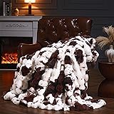 PLUUSHUU Faux Fur Throw Blanket for Couch, Fluffy