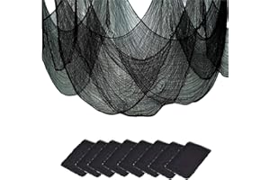 SUNLISKY 8PCS Halloween Creepy Cloth Black (72×30inch) Scary Spooky Cloth Creepy Table Gauze Cobweb Spider webs Halloween Decoration Party Supplies for Halloween Porch Haunted Mansion Decorations