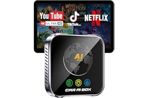 ZYW Magic AI Box Wireless CarPlay Adapter, Fast Car Video Box Plug & Play, Easy Setup, Supports Stream Netflix/YouTube/TF Card, and More for Cars with OEM Wired CarPlay/Android Auto(Gray)