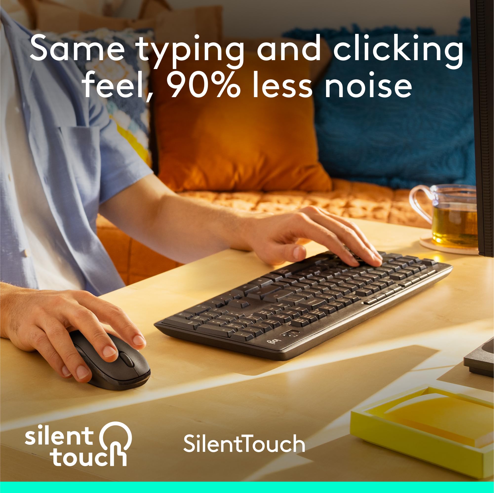 Logitech MK295 Silent Wireless Mouse & Keyboard Combo with SilentTouch Technology, Full Numpad, Advanced Optical Tracking, Lag-Free Wireless, 90% Less Noise, QWERTY UK English Layout - Black
