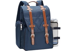 WICKERLAND Picnic Backpack for 4 Person with Large Insulated Cooler Bag, Picnic Basket Set with Wine Pouch, Waterproof Picnic Blanket & Cutlery Set. Perfect for, Camping, Party,Wedding Gift for Couple,Blue