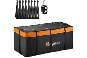 BagMate 20ft³ Waterproof Hitch Cargo Carrier Bag, Durable PVC Tarpaulin Hitch Mount Cargo Carrier Cargo Box w/a Bonus Lock, Heavy-Duty Straps & Buckles, Easy to Install Vehicle Cargo Carriers