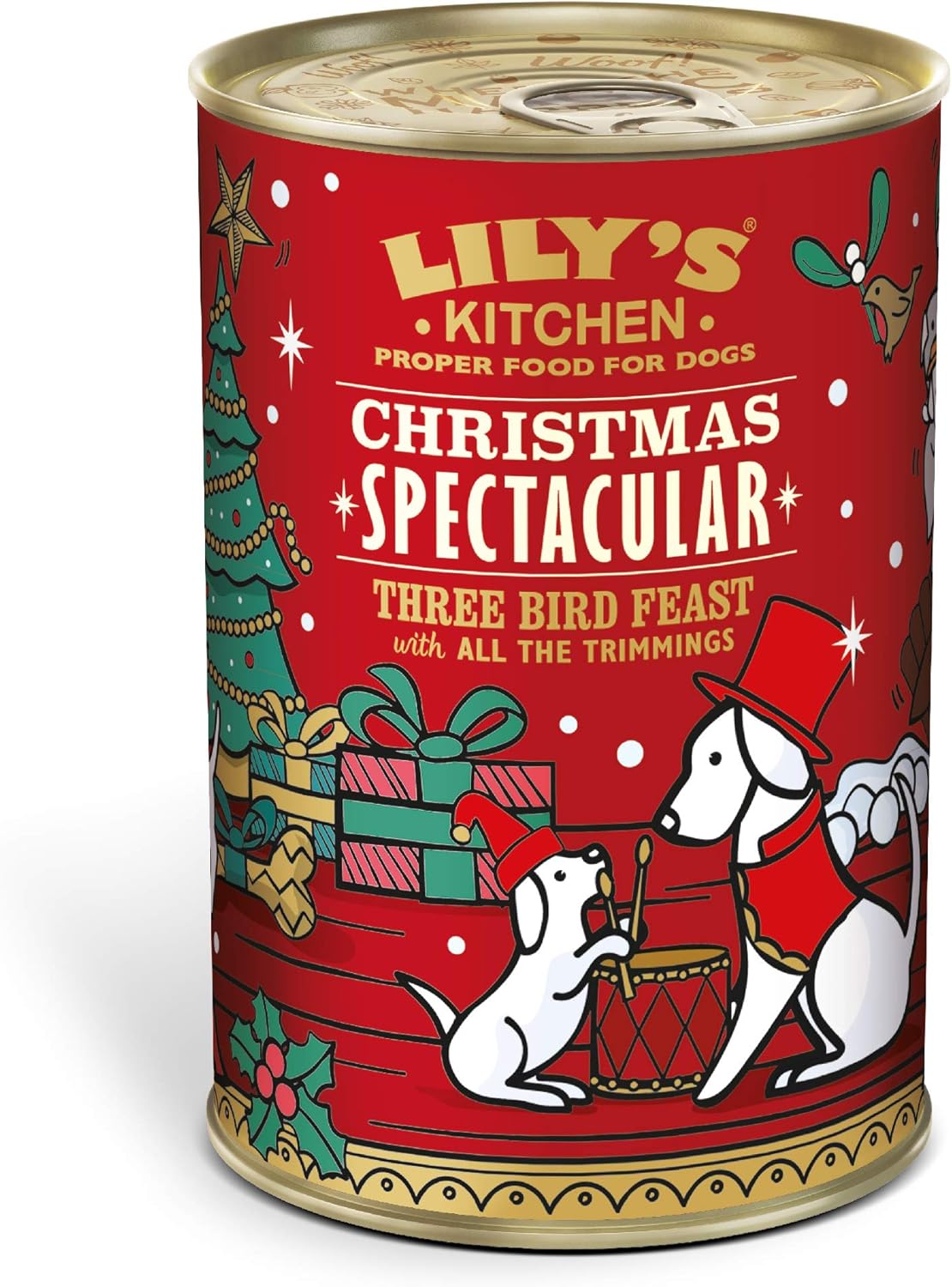 Lily's Kitchen Christmas Spectacular Three Bird Feast with Turkey - Grain Free Adult Wet Dog Food (6 Tins x 400 g)
